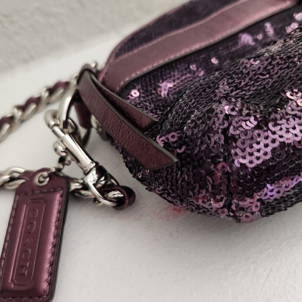 Like New Rare Coach Sequin Purple Crossbody Bag /Clutch Purse - Picture 5 of 12